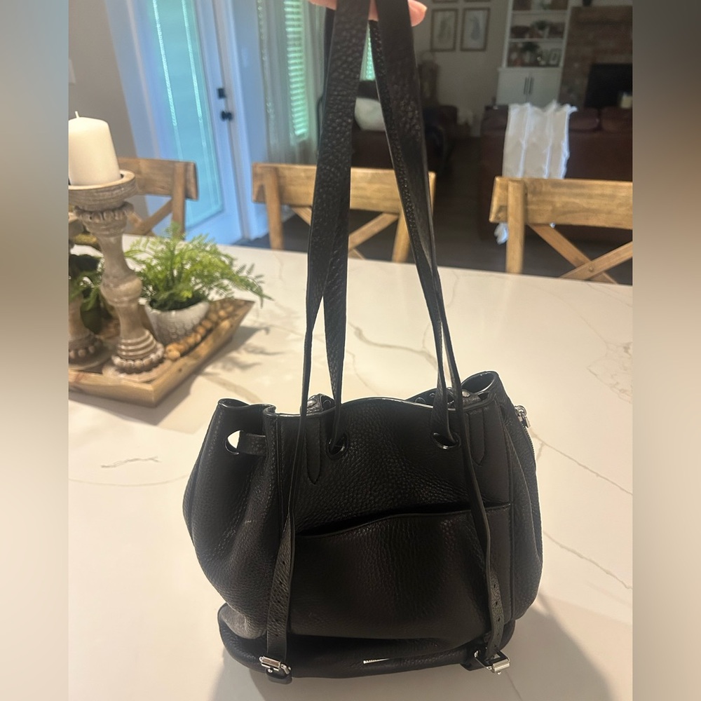 Rebecca Minkoff black pebbled leather backpack with silver hardware - Picture 4 of 6